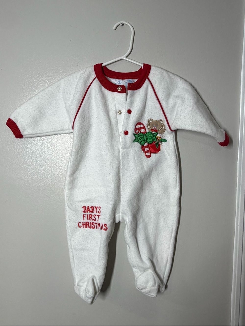 Vintage my first Christmas Baby One-Piece Footed Sleeper size 3-6months